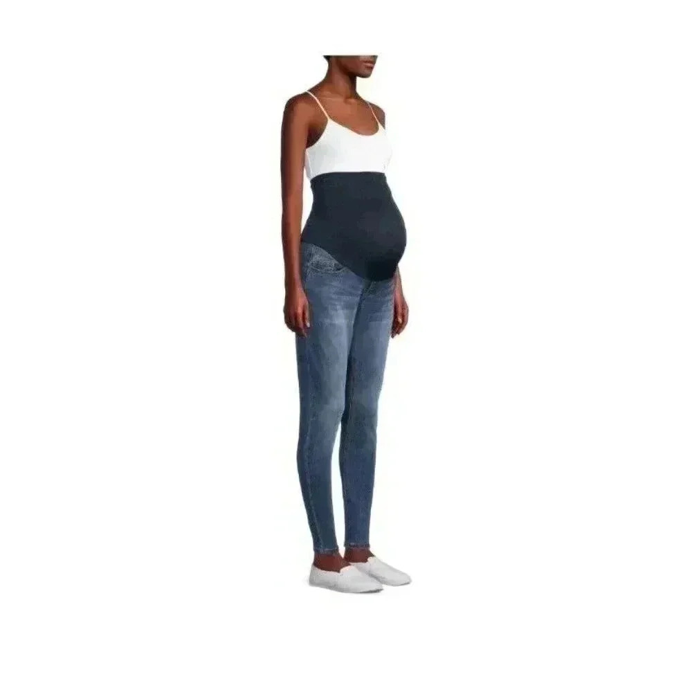 Time and Tru Maternity Med Wash Skinny Jeans Comfort Belly Band XL 16-18